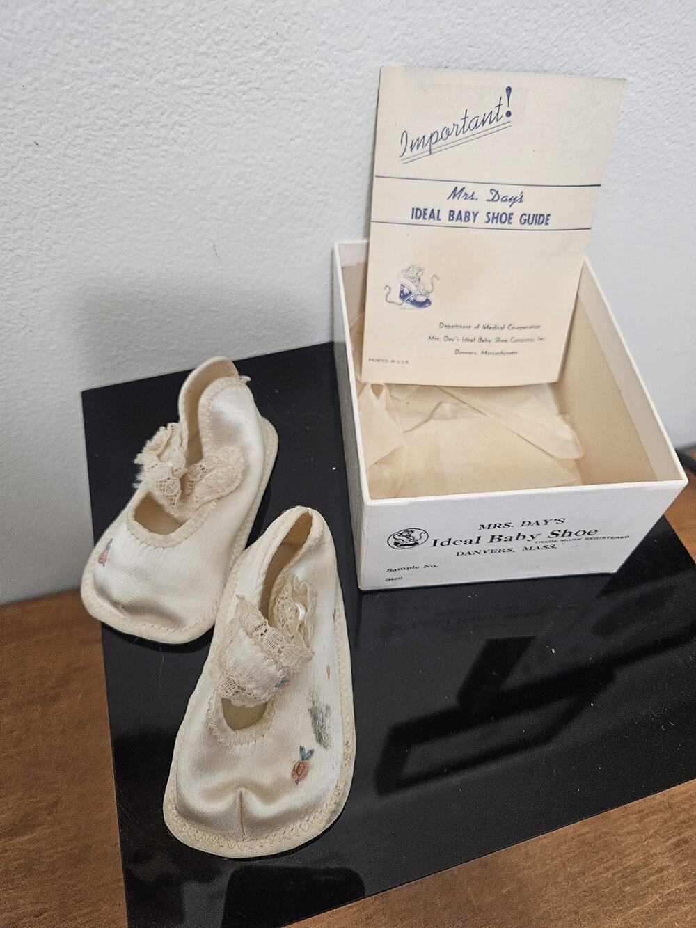 Vintage pair of Mrs. Day’s “Ideal Baby Shoes” complete with original box and...